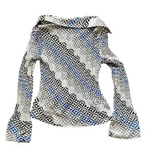 SUNNY Taylor Geometric Print Long Sleeve Blouse - L